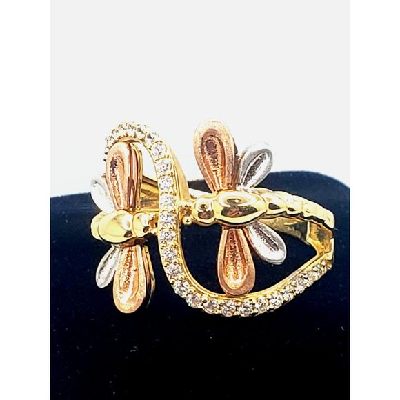 14 k GOLD Double Dragonfly Ring size 6 - Picture 12 of 16
